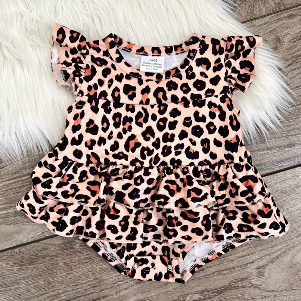 New Boutique Girls Leopard Print Skirt Romper